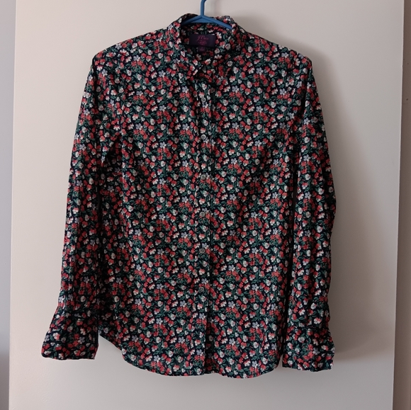 LIBERTY X J. CREW Sarah Floral Slim Perfect Shirt 4 - Picture 3 of 6